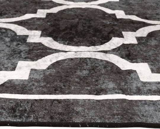vidaXL Rutschfest Teppich Rechteckig Synthetisch,Polyester/Cotton/Leather Black and White