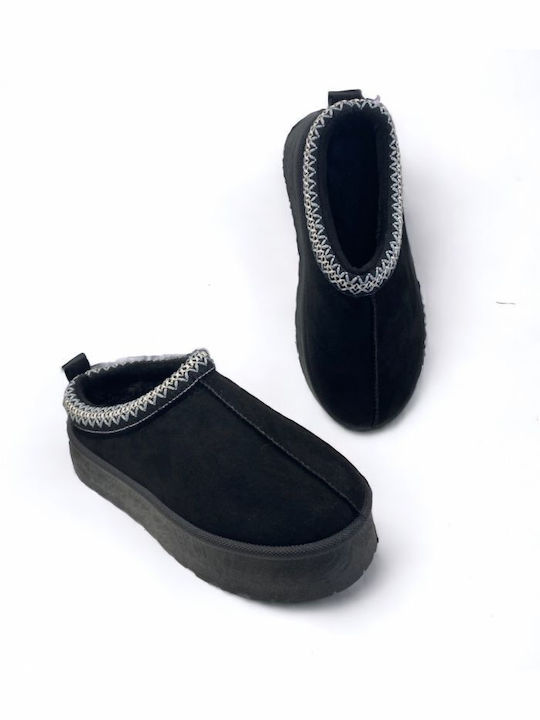 Step Shop Winter Women's Slippers with fur in Black color