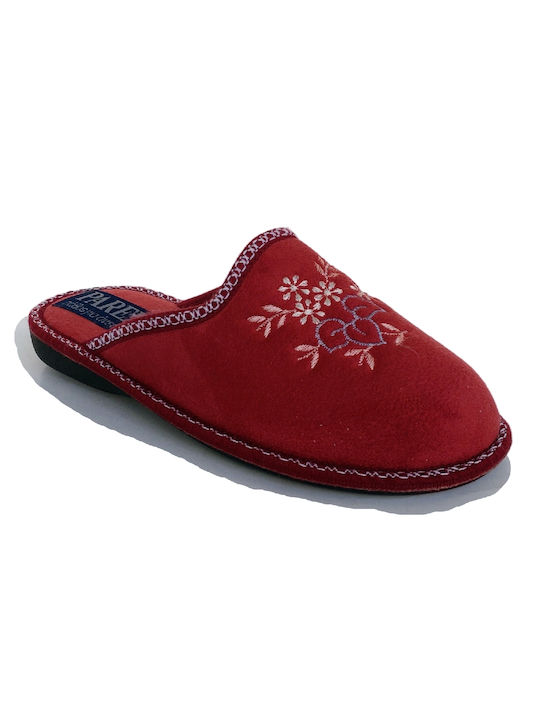 Parex Winter Women's Slippers with fur in Burgundy color