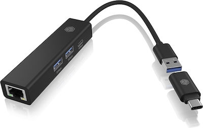 Icy Box USB 3.2 Hub 3 Porturi cu conexiune USB-A / USB-C