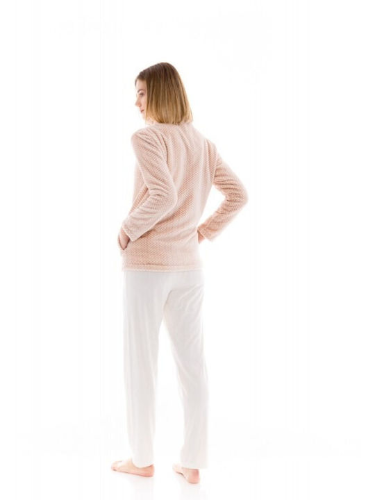Pink Label Winter Women's Fleece Pyjama Jacket Ecru (Ecru)