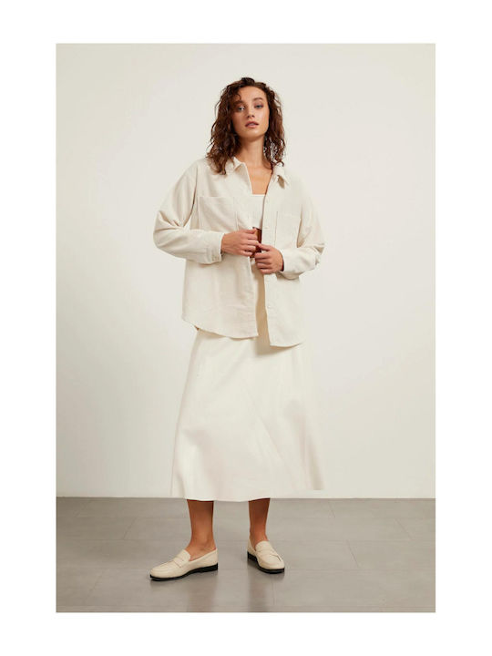 Armalife Δερμάτινη Maxi Φούστα σε Λευκό χρώμα