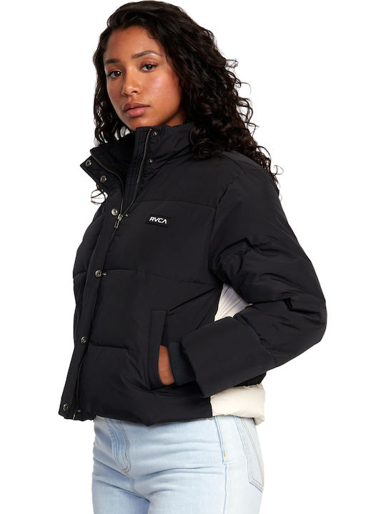 Women's Short Puffer Jacket for Winter Black