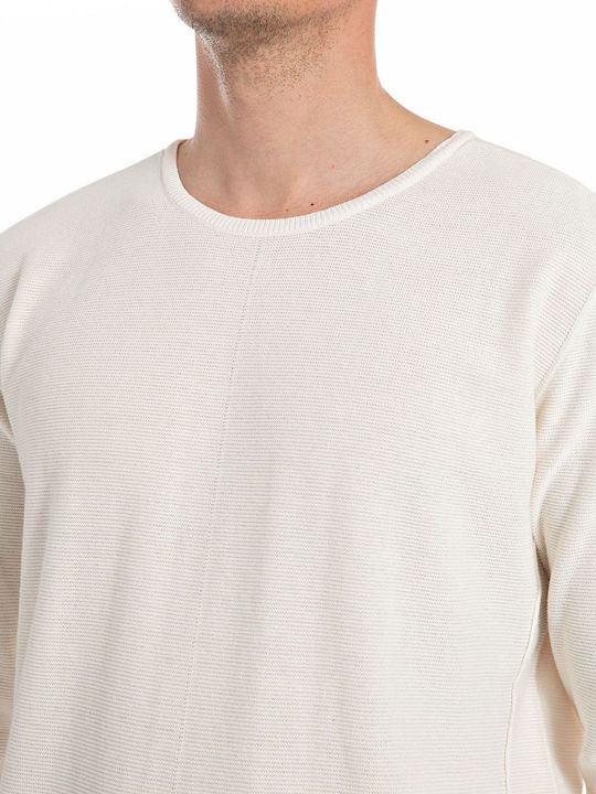 Replay Herren Langarm-Pullover Ecru