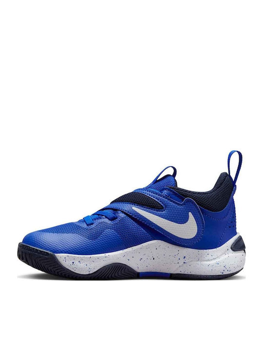 Team Hustle D 11 Kids Sports Shoes Basketball with Hoop & Loop Closure Hyper Royal / Obsidian / White