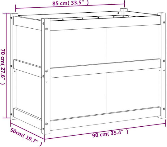 vidaXL Blumenkasten Hölzernes White 90x50x70cm.