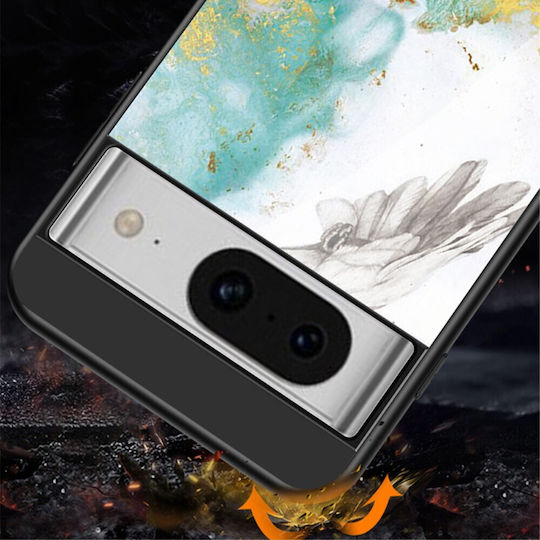 Σχέδιο Marble Back Cover Tempered Glass Λευκό (Google Pixel 8)