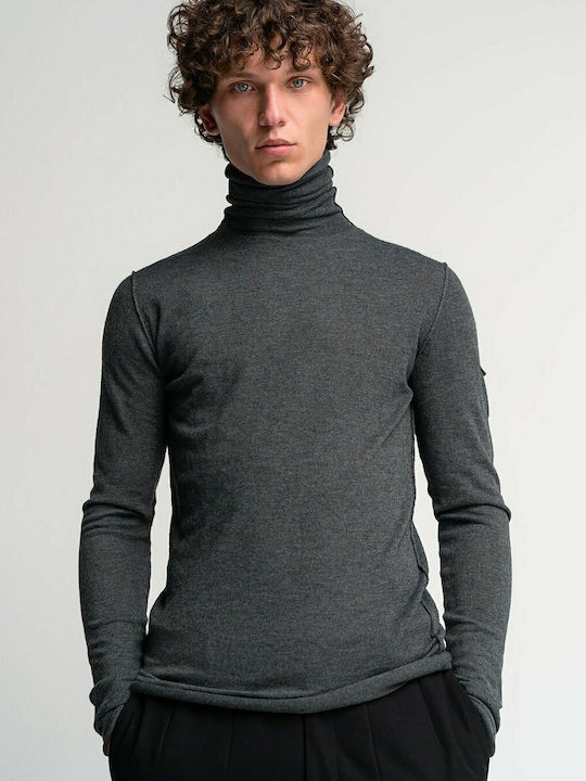 Tailor Made Knitwear Men's Long Sleeve Sweater Turtleneck Gray