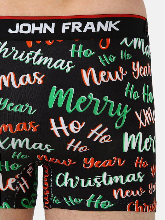 John Frank Christmas Ho Ho Ho Men's Boxer Black with Patterns