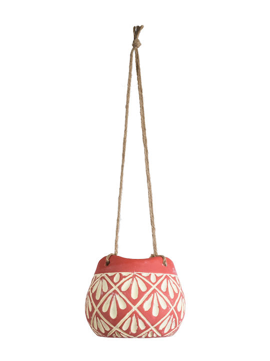 GloboStar Artificial Garden Africa Hängend Übertopf Keramik Rot 14x14x11.5εκ.
