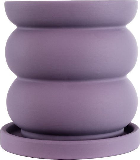 GloboStar Bogota Ghiveci Ceramică Violet cu suport 14x14x15εκ.