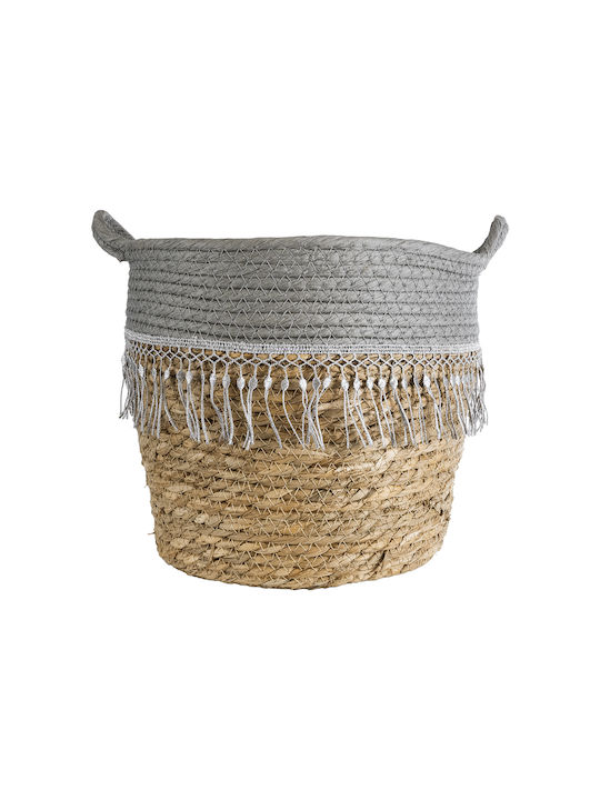 GloboStar Syros Übertopf Rattan Beige mit Gestell 25x25x22εκ.