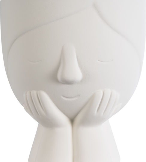 GloboStar Tokyo Ghiveci Ceramică Alb cu suport 16x16x19εκ.