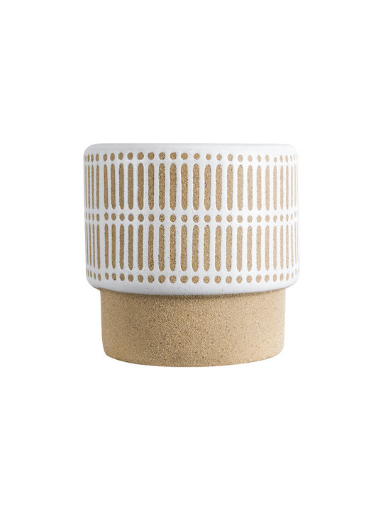 GloboStar Artificial Garden Amaretto Planter Ceramic Beige with Stand 11x11x11cm.