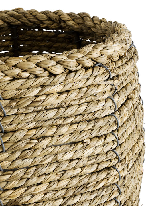 GloboStar THASSOS Übertopf Rattan Beige mit Gestell 18x18x24εκ.