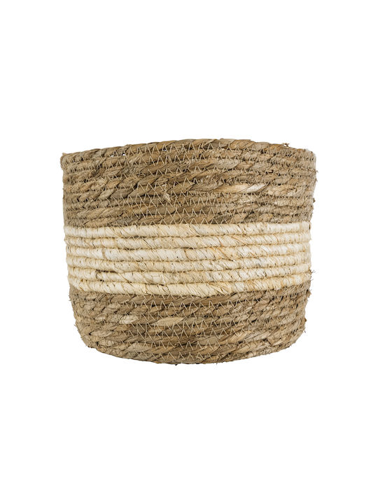 GloboStar Kythira Übertopf Rattan Braun mit Gestell 25x25x18εκ.