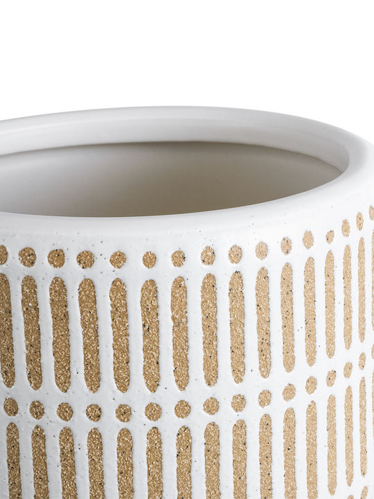 GloboStar Artificial Garden Amaretto Planter Ceramic Beige with Stand 11x11x11cm.