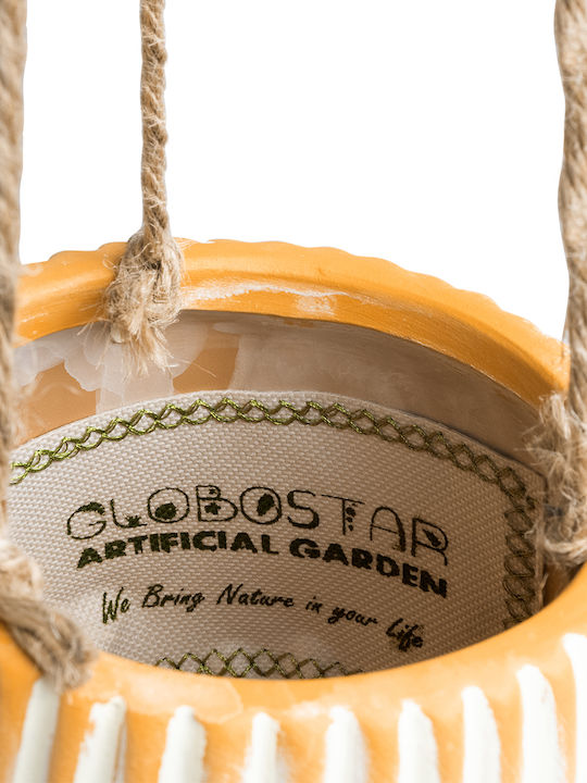 GloboStar Hängend Übertopf Keramik Orange 13x13x10.5εκ.