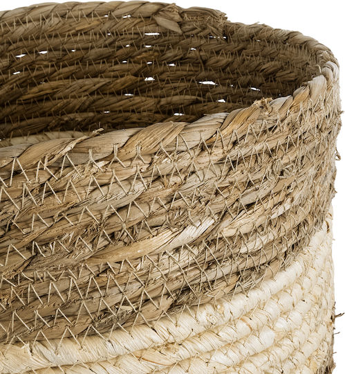 GloboStar Kythira Planter Rattan Brown with Stand 25x25x18cm.