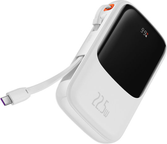 Baseus Qpow Power Bank 10000mAh 22.5W με Θύρα USB-A και Θύρα USB-C Power Delivery / Quick Charge 3.0 Λευκό