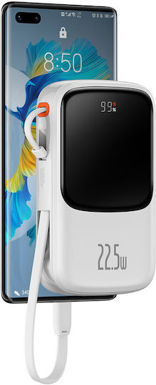 Baseus Qpow Power Bank 10000mAh 22.5W με Θύρα USB-A και Θύρα USB-C Power Delivery / Quick Charge 3.0 Λευκό