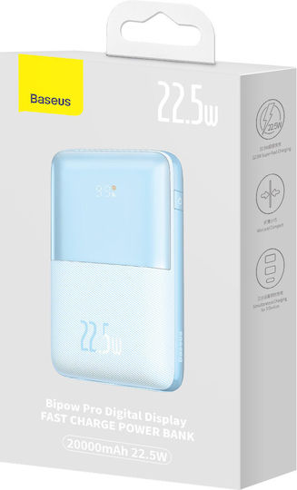 Baseus Bipow Pro Power Bank 20000mAh 22.5W με 2 Θύρες USB-A και Θύρα USB-C Power Delivery Μπλε