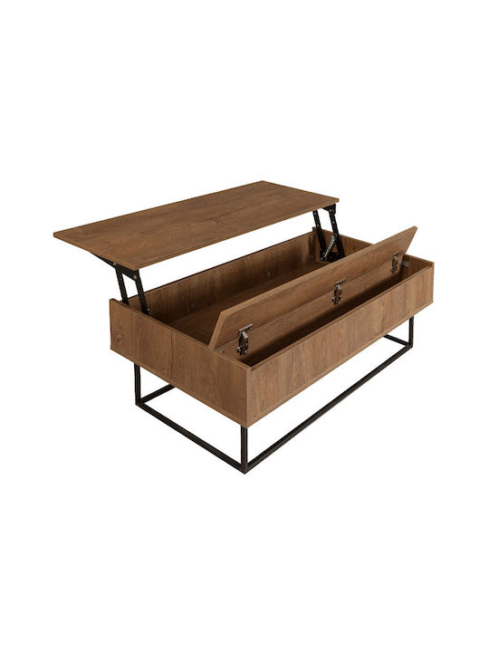 Rectangular Central Coffee Table Amedeo Wooden with Lifting Mechanism and Walnut Drawers W120xL60xH43cm