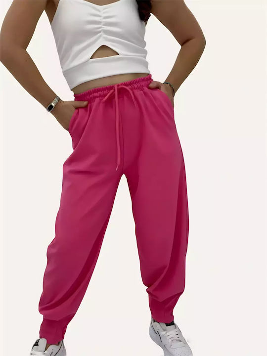 Chamakh Pantaloni de trening pentru femei cu cauciuc Fuchsia