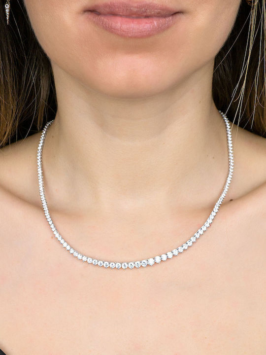 Kiriakos Gofas Set with Necklace & Bracelet from White Gold 14K with Stones