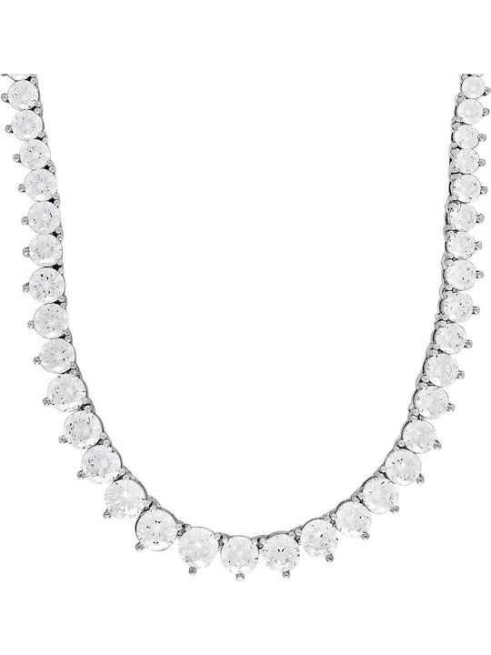 Kiriakos Gofas Set with Necklace & Bracelet from White Gold 14K with Stones