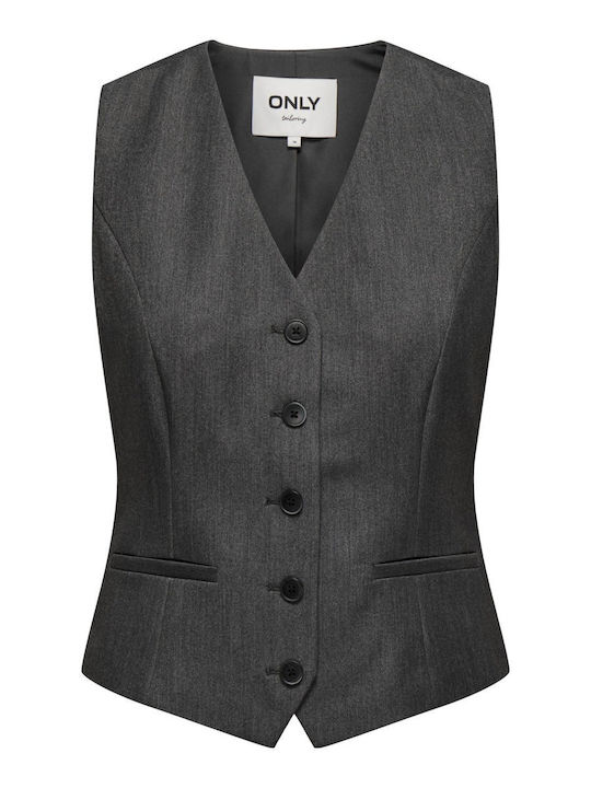Women's Vest with Buttons Charcoal