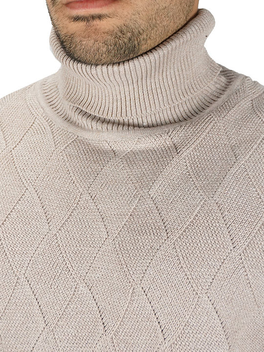 Lexton Herren Langarm-Pullover Rollkragen beige