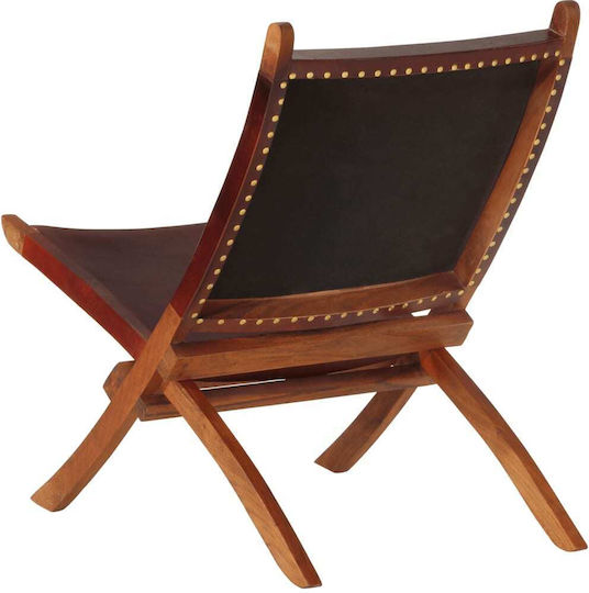 Πολυθρόνα από Γνήσιο Δέρμα Σκούρο Καφέ 55x67x79cm