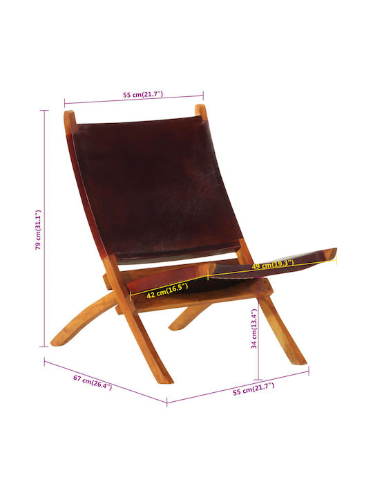 Armchair from Genuine Leather Dark Brown 55x67x79cm