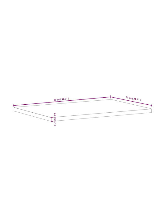 vidaXL Rectangular Office Desk Surface made of Solid Wood Beech 80x55x2.5cm 356093 1pcs