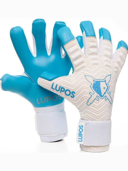 Lupos Gladiator Pro Mănuși de Portar — Latex German Contact — Croială Hibridă — Alb Albastru