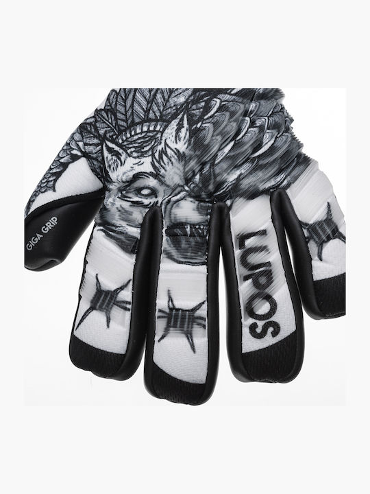 Lupos Tattoo Mănuși de Portar — Latex German Giga Grip — Croială Negativă — Albe Negre