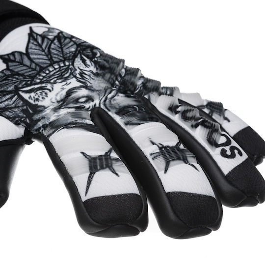 Lupos Tattoo Goalkeeper Gloves — German Latex Giga Grip — Negative Cut — White Black
