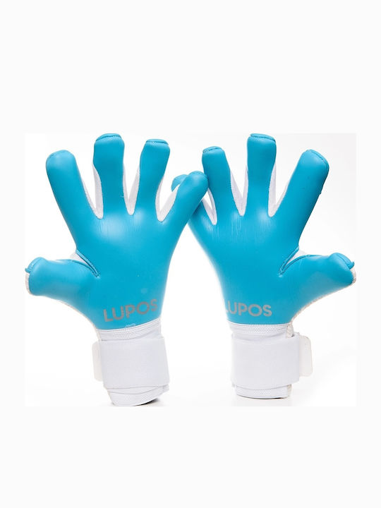 Lupos Gladiator Pro Mănuși de Portar — Latex German Contact — Croială Hibridă — Alb Albastru