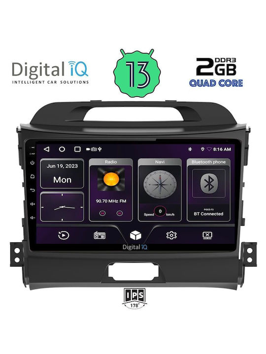 Digital IQ Car-Audiosystem für Kia Sportage 2010-2015 (Bluetooth/USB/AUX/WiFi/GPS/Android-Auto) mit Touchscreen 9"