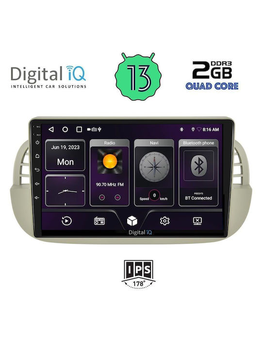Digital IQ Ηχοσύστημα Αυτοκινήτου για Fiat 500 2007-2015 (Bluetooth/USB/AUX/WiFi/GPS/Android-Auto) με Οθόνη Αφής 9"