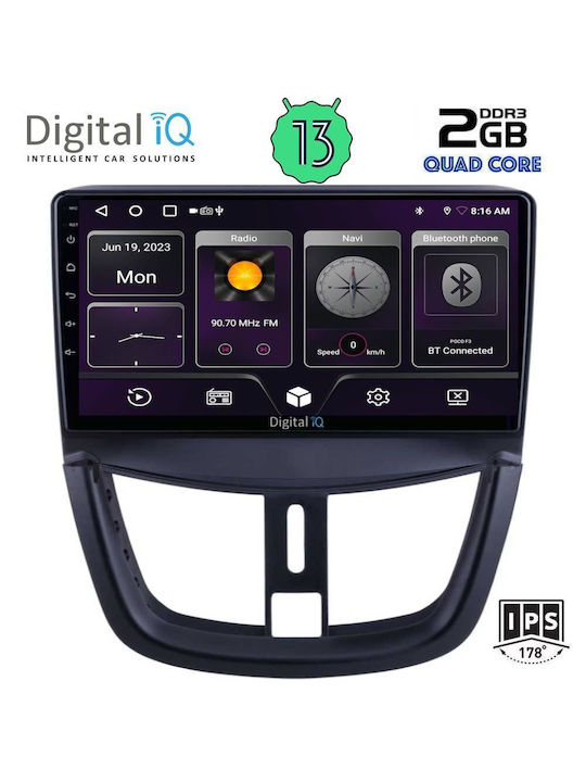 Digital IQ Car-Audiosystem für Peugeot 207 2007> (Bluetooth/USB/AUX/WiFi/GPS/Android-Auto) mit Touchscreen 9"