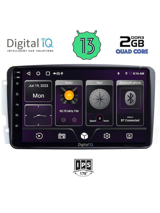 Digital IQ Sistem Audio Auto pentru Mercedes-Benz Clasa CLK 2000-2004 (Bluetooth/USB/AUX/WiFi/GPS/Android-Auto) cu Ecran Tactil 9"