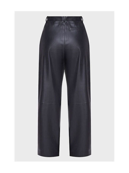 Mexx Women's High Waist Leather Trousers Black