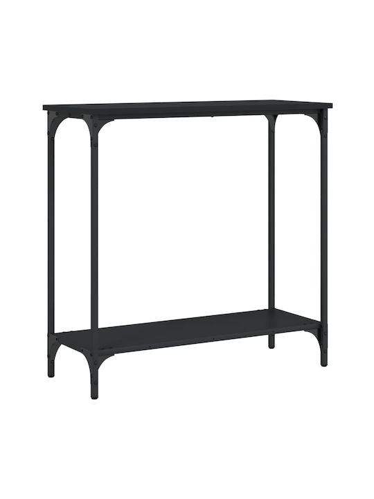 Console Table Wood & Metal Black Velvet-Black Metal L75xW30.5xH75cm