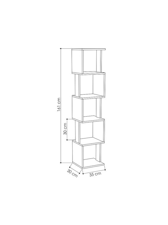 Bookcase Piri White 35x30x161cm