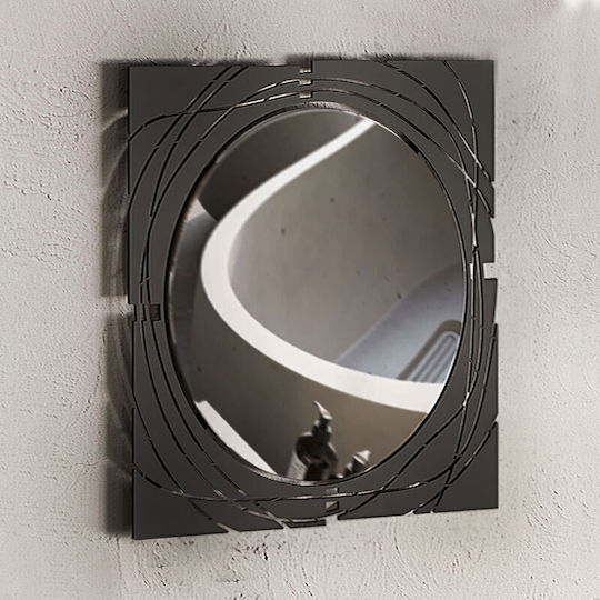 Megapap HULLA Wandspiegel mit Schwarz Metallisch Rahmen 55.6x55.6cm 1Stück