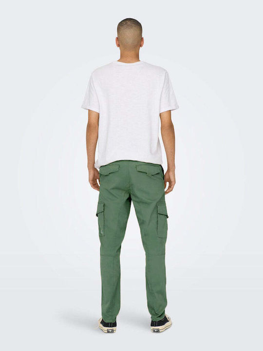 Only & Sons Men's Trousers Cargo Elastic in Tapered Line Balsam Green