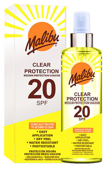Malibu Clear Protection Αντηλιακό για το Σώμα SPF20 σε Spray 250ml