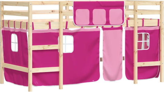 Kinderbett Hochbett Einzeln Rosa für Matratze 80x200cm